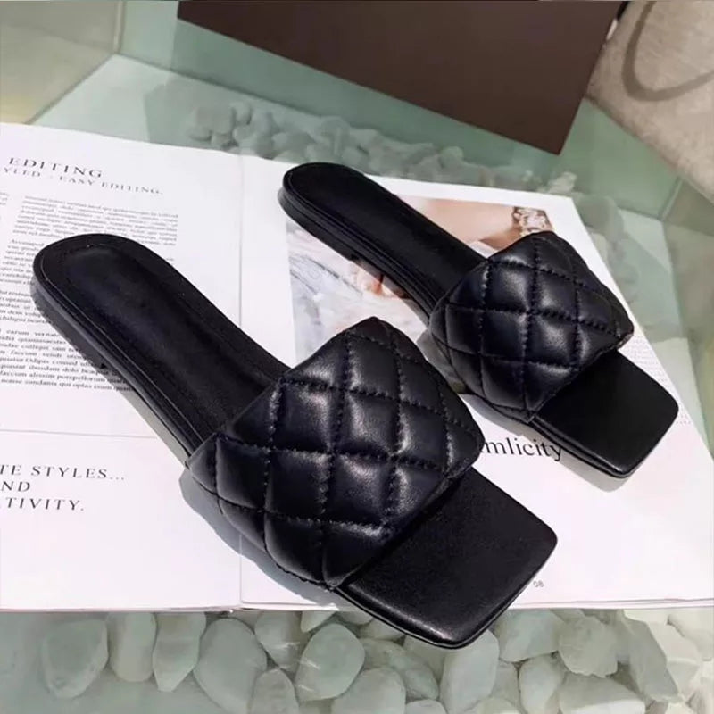 Flat Heel Summer leather Slippers