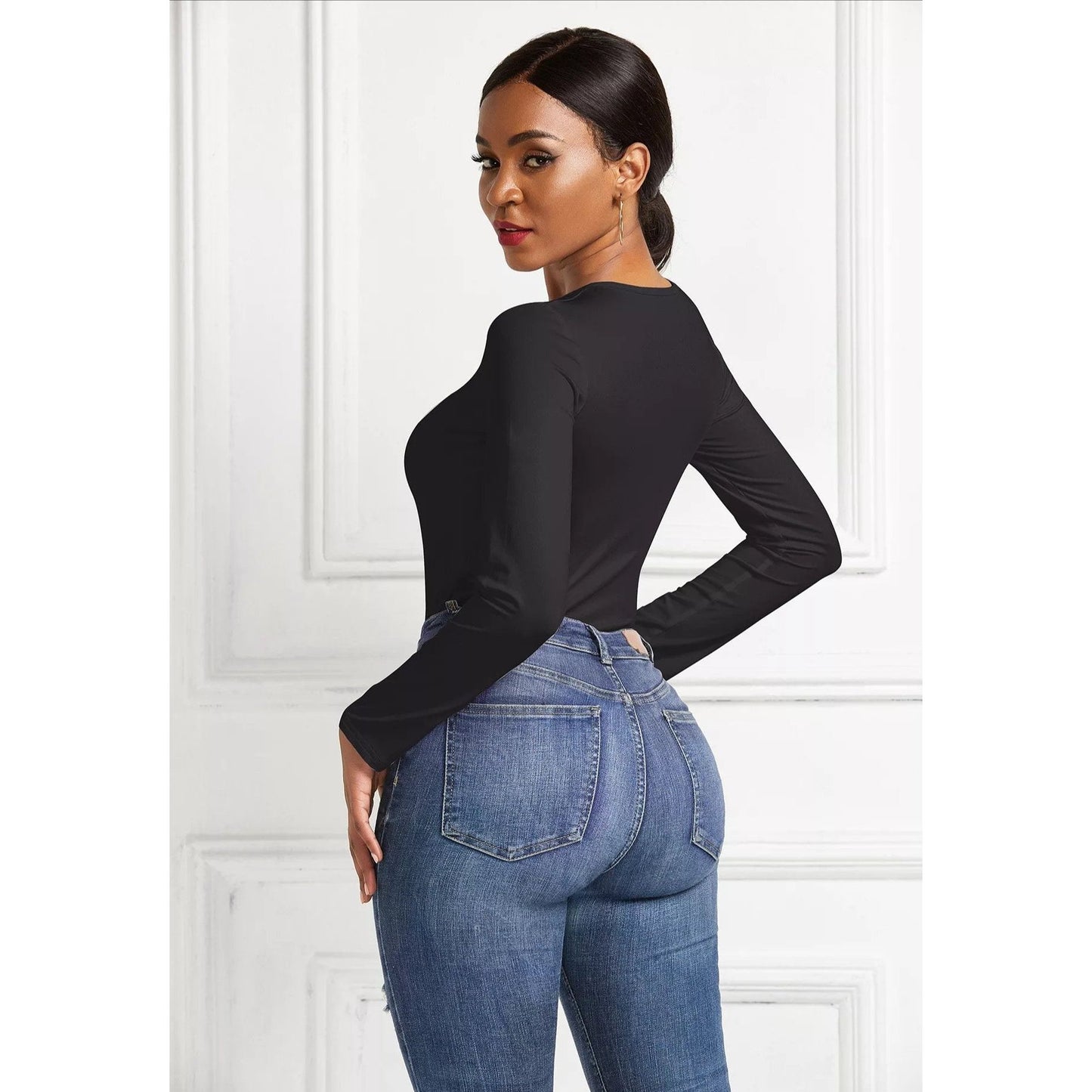 Long Sleeve O-neck Sexy Bodysuit