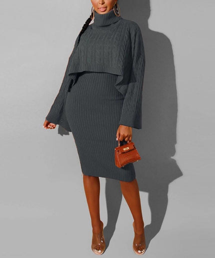 Sweater Turtleneck Dress Two-piece Set