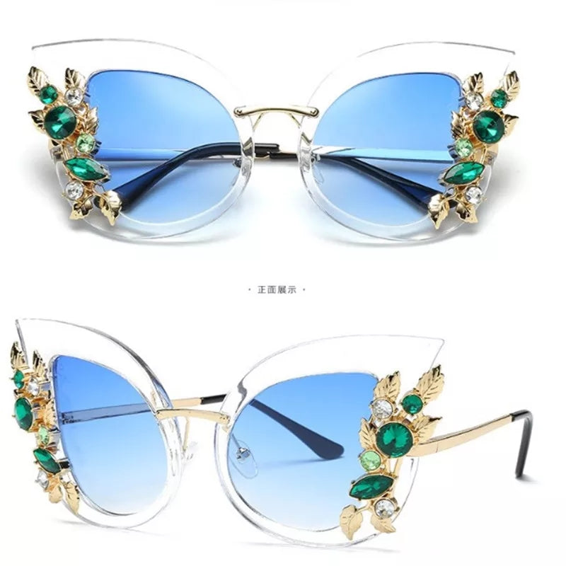 Flower Rhinestone Sunglas - YELLOW SUB TRADING 