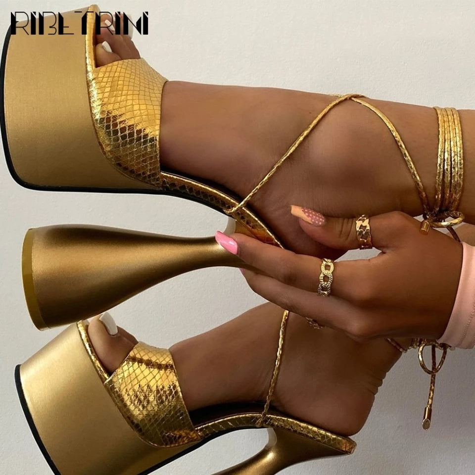 Thick Heel Platform Ankle Strap Shoes