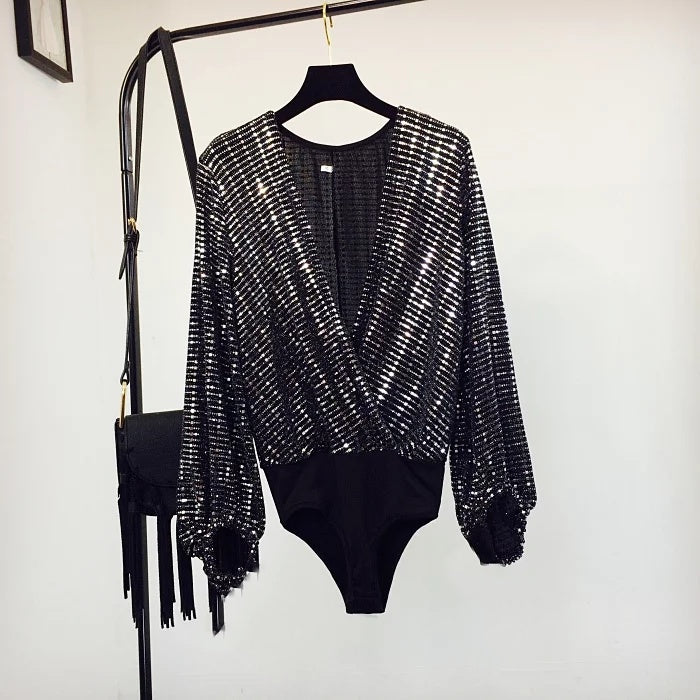 V Collar Drawstring Bodysuit