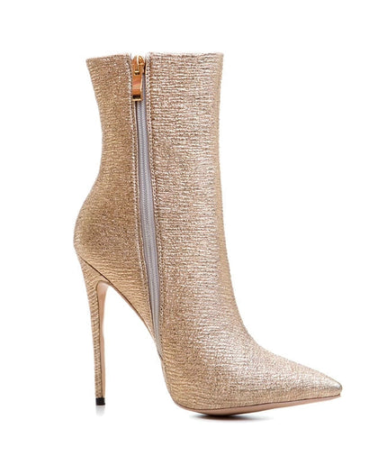 GLITTER HIGH-HEEL ANKLE BOOTS