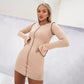 Long Sleeve Knitted Short Dress