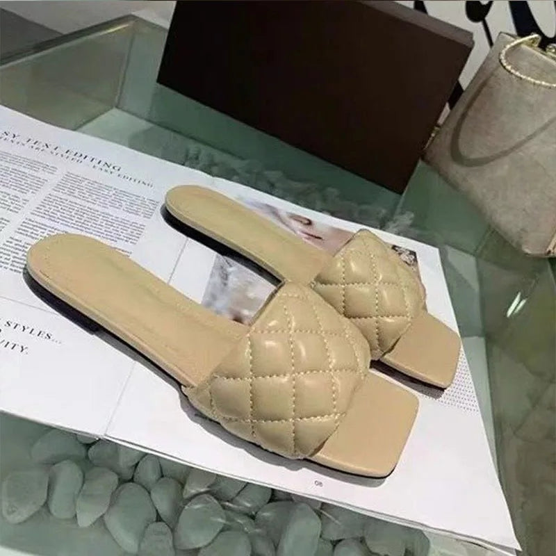 Flat Heel Summer leather Slippers