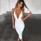 Deep v neck halter bodycon dress