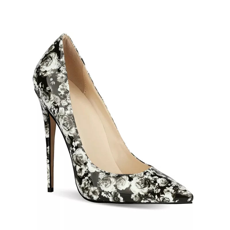 FLOWER PRINTED TOE HEEL