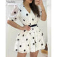 V-Neck Polka Dots Mesh Dress