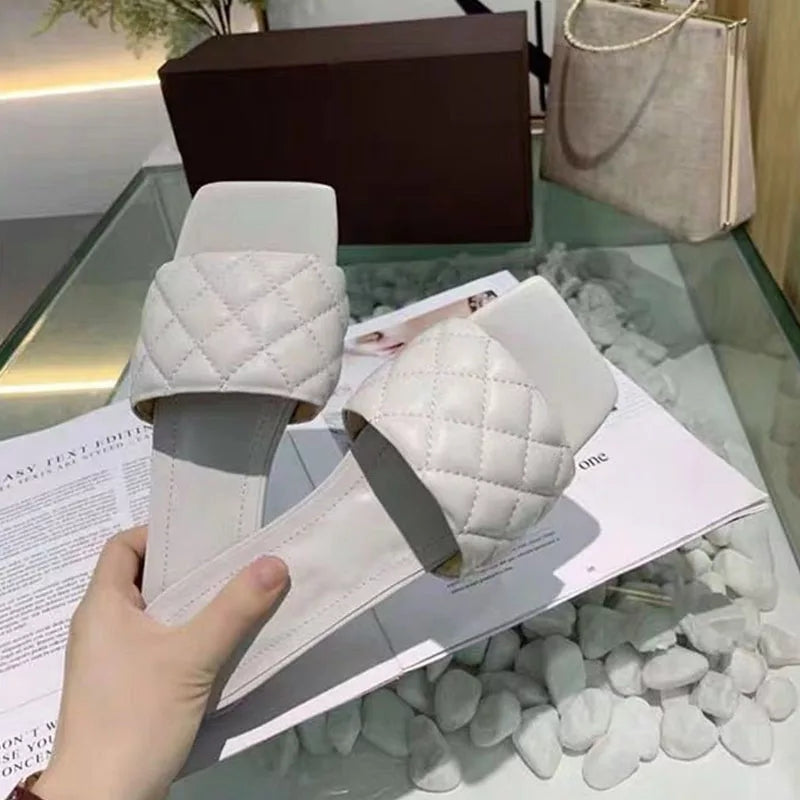 Flat Heel Summer leather Slippers