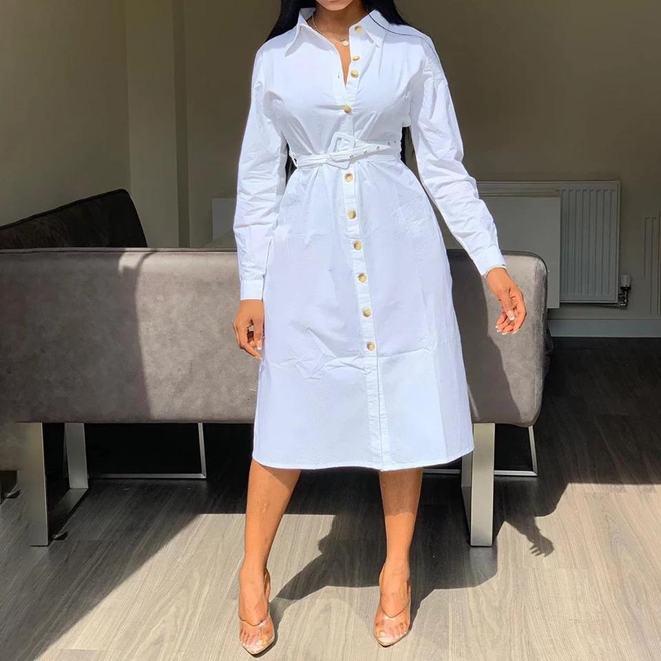 V-Neck Button Up Shirt Dress