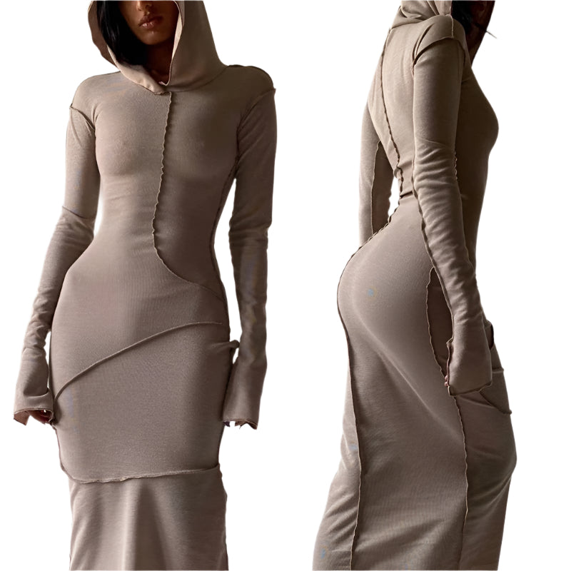Hooded Bodycon Long Sleeve Dress