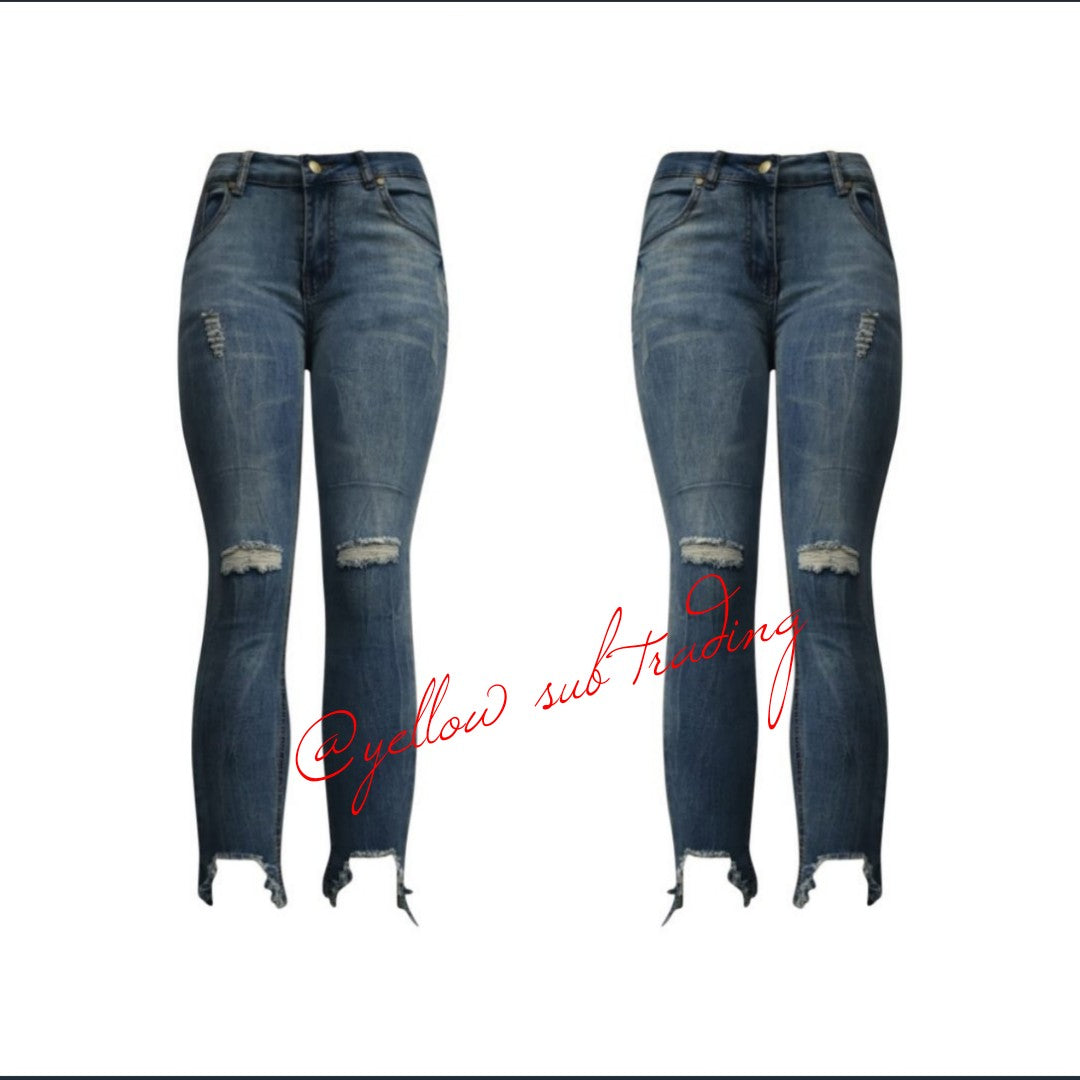 YST-1614 Ripped skinny jean - YELLOW SUB TRADING 