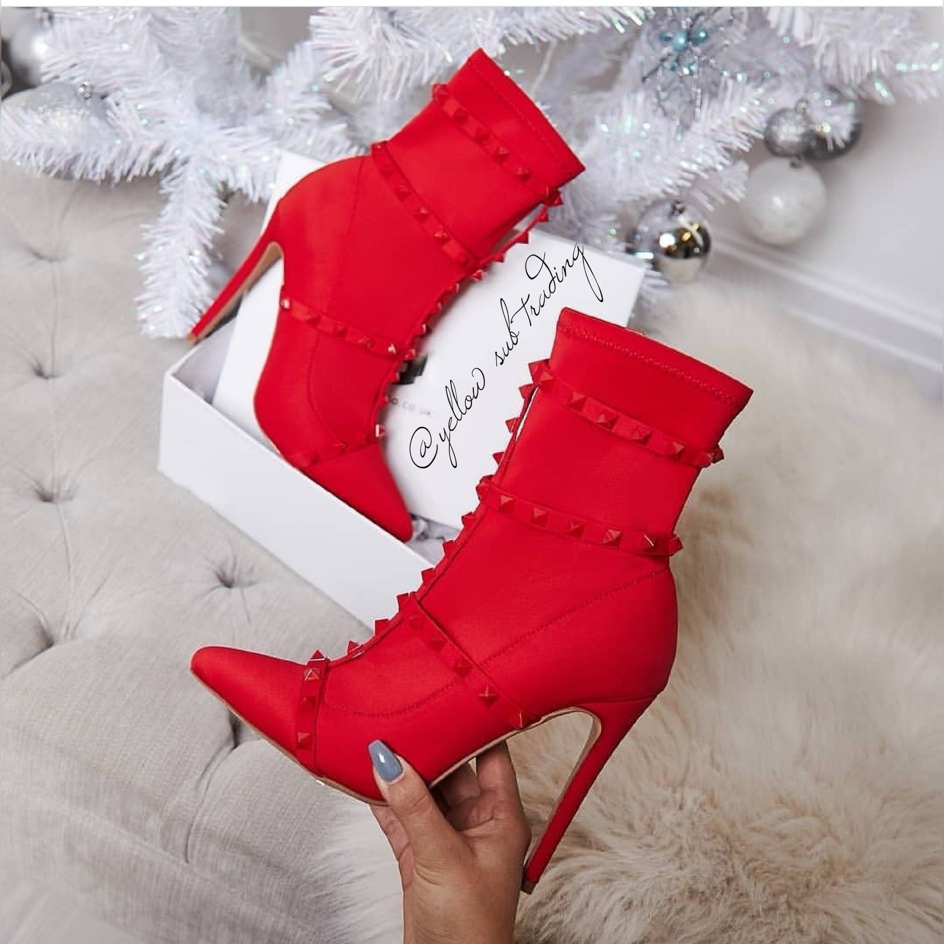 Studded Detail Sock Boots - YELLOW SUB TRADING 