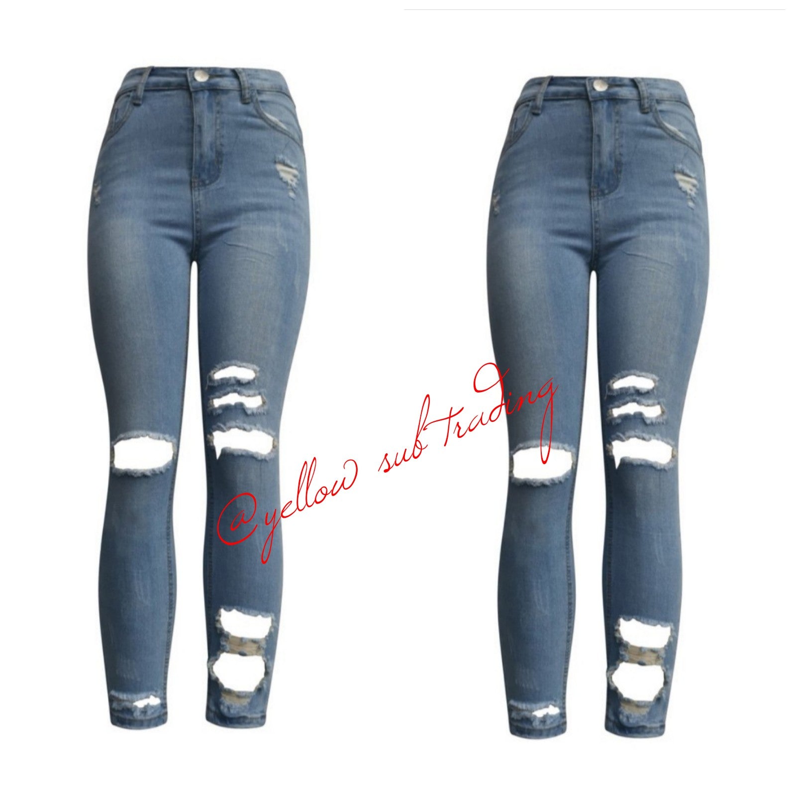 YST-1782 Ripped skinny jean - YELLOW SUB TRADING 