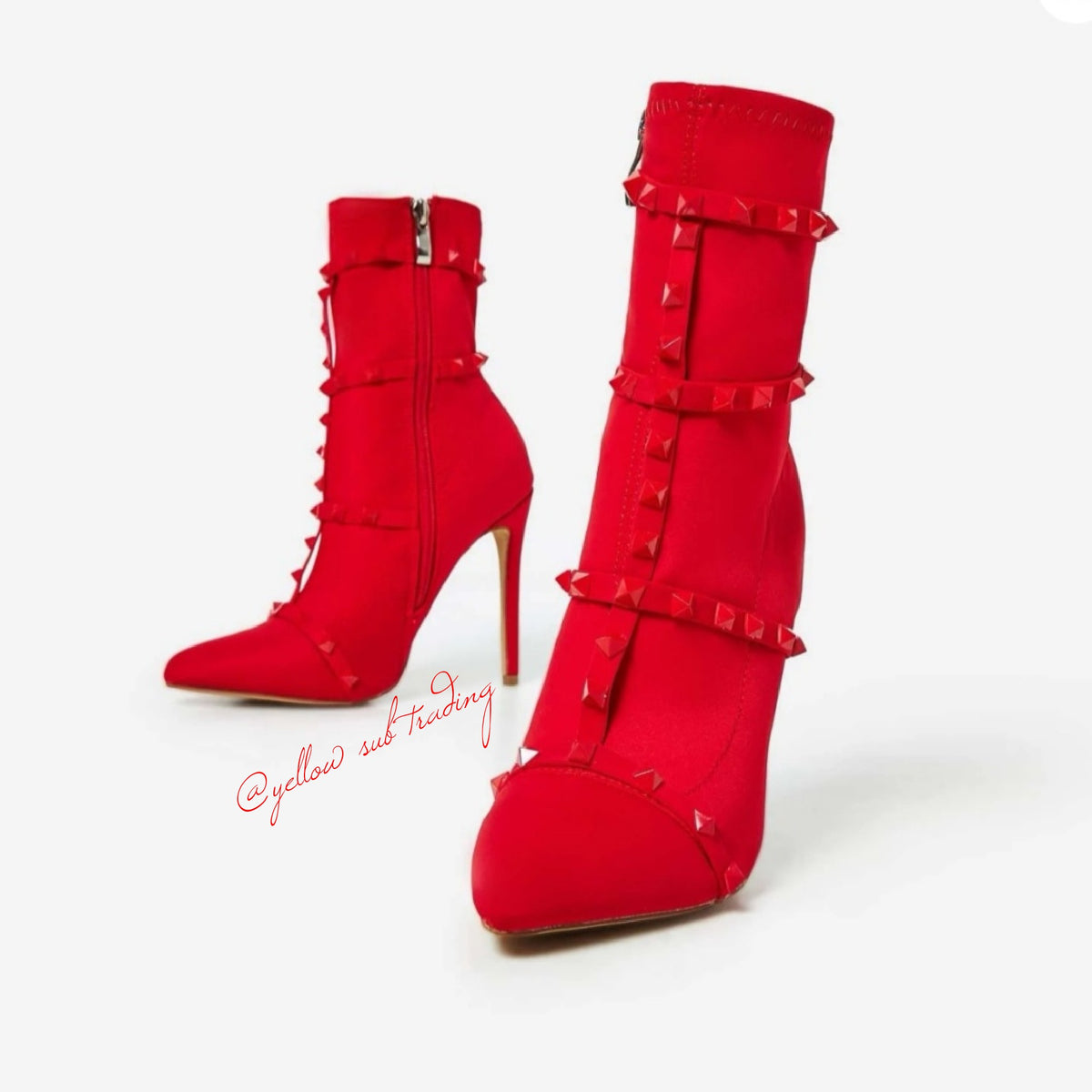 Studded Detail Sock Boots - YELLOW SUB TRADING 