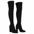 suede Chunky Heel Thigh High Sock Boots - YELLOW SUB TRADING 