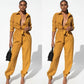 Turn-Down Collar Buttons Jumpsuits. - YELLOW SUB TRADING 