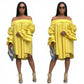 Long Sleeve Asymmetric Hem Dress - YELLOW SUB TRADING 