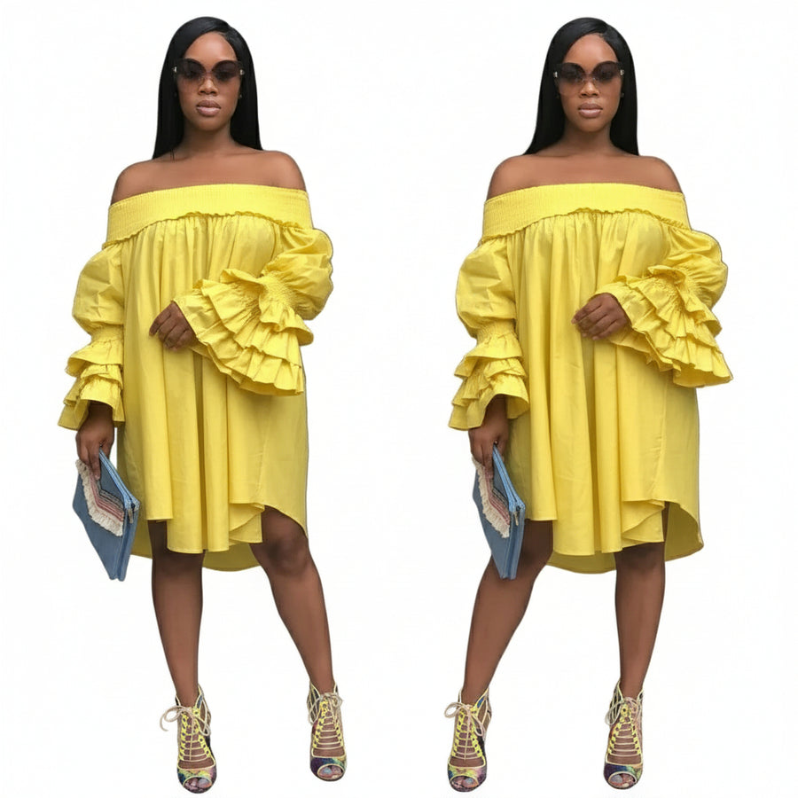 Long Sleeve Asymmetric Hem Dress
