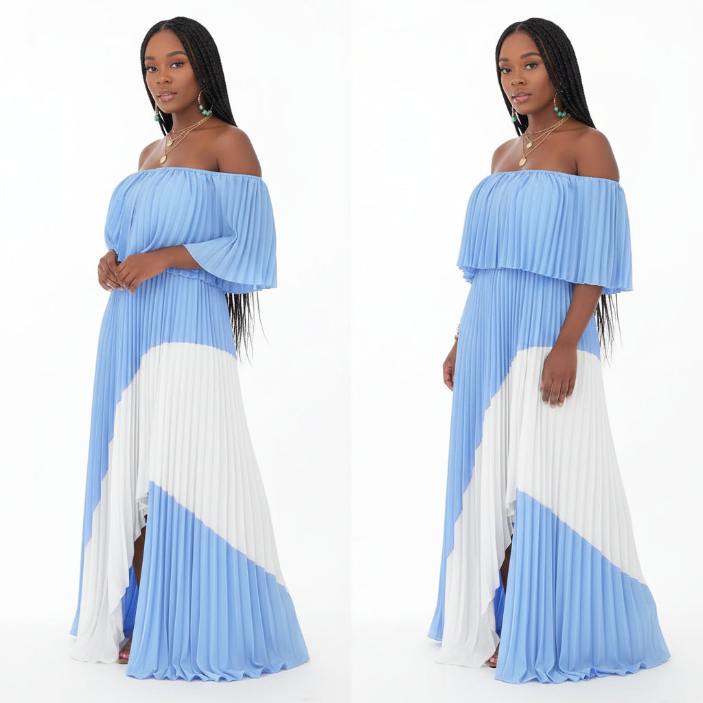 Off Shoulder Side Slit Maxi Dress