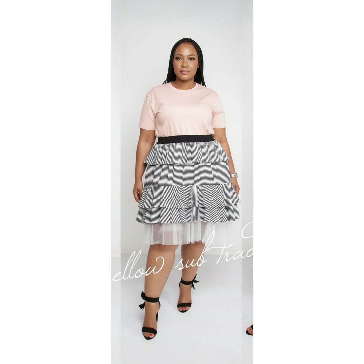 Bottom Asymmetrical Mesh Dress - YELLOW SUB TRADING 