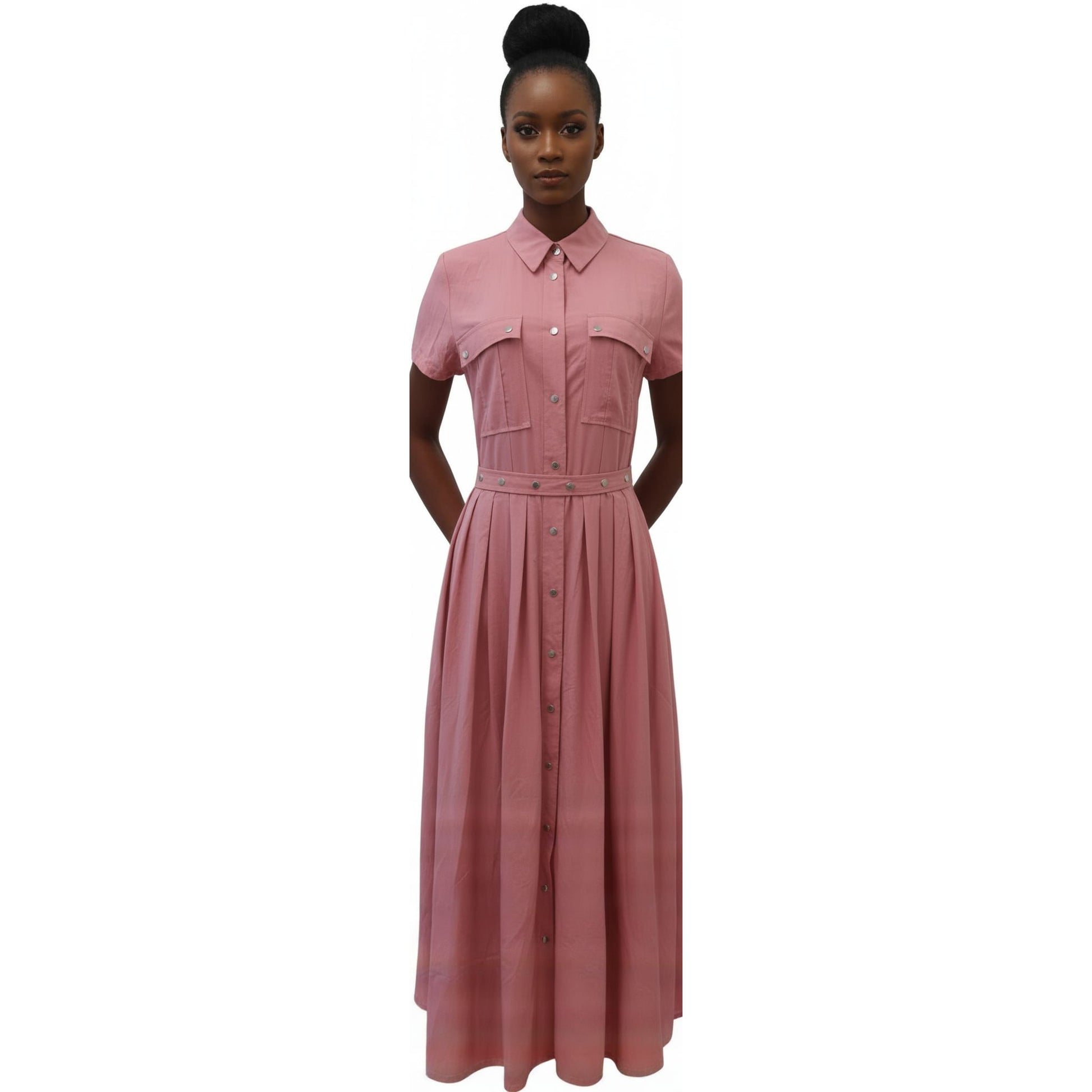 Snap Front Shirt Dress - YELLOW SUB TRADING 