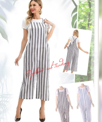 Free Mee Striped Jumpsuit - YELLOW SUB TRADING 