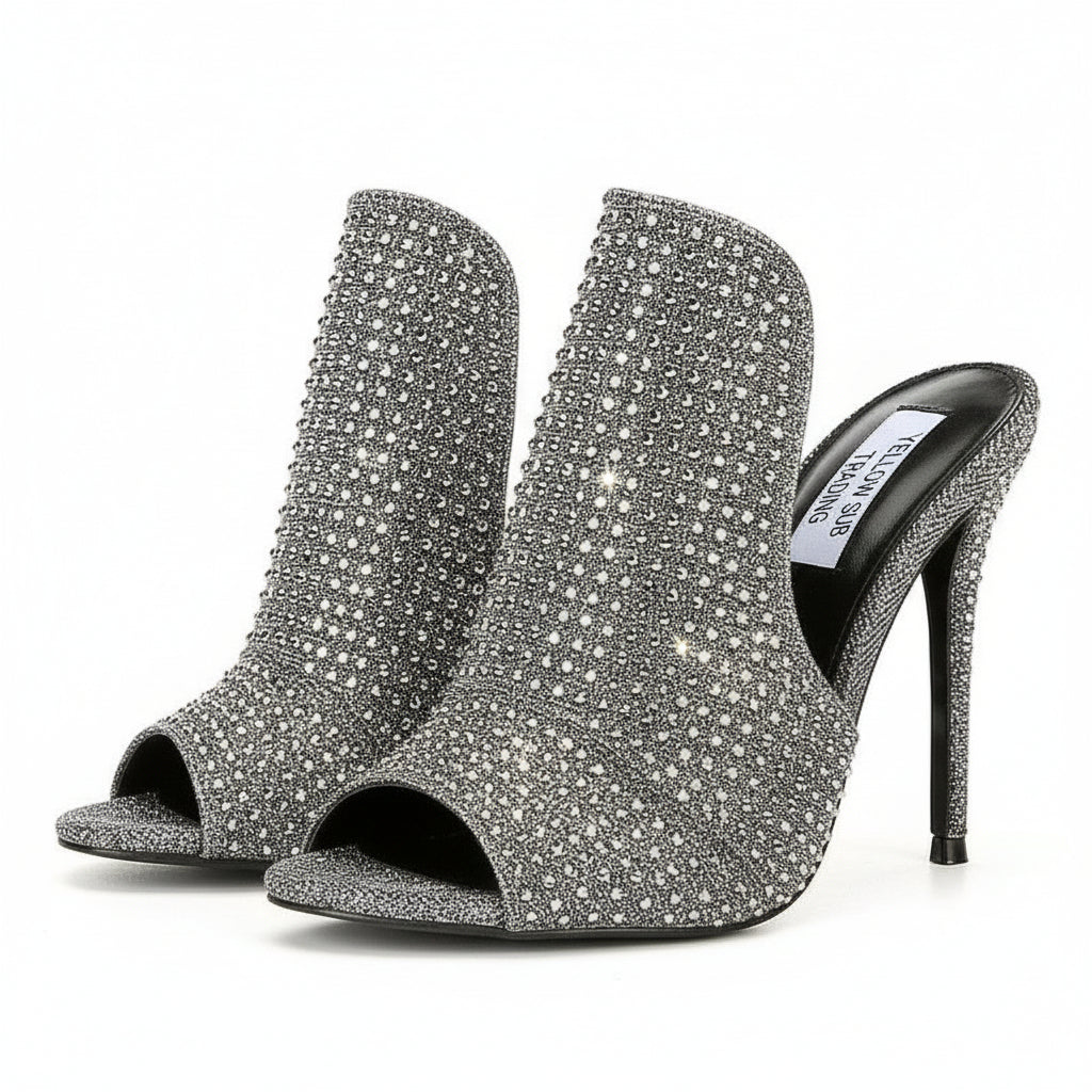 Glitter Open Toe Heels - YELLOW SUB TRADING 