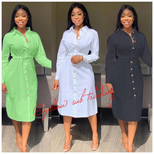 V-Neck Button Up Shirt Dress – YELLOW SUB TRADING