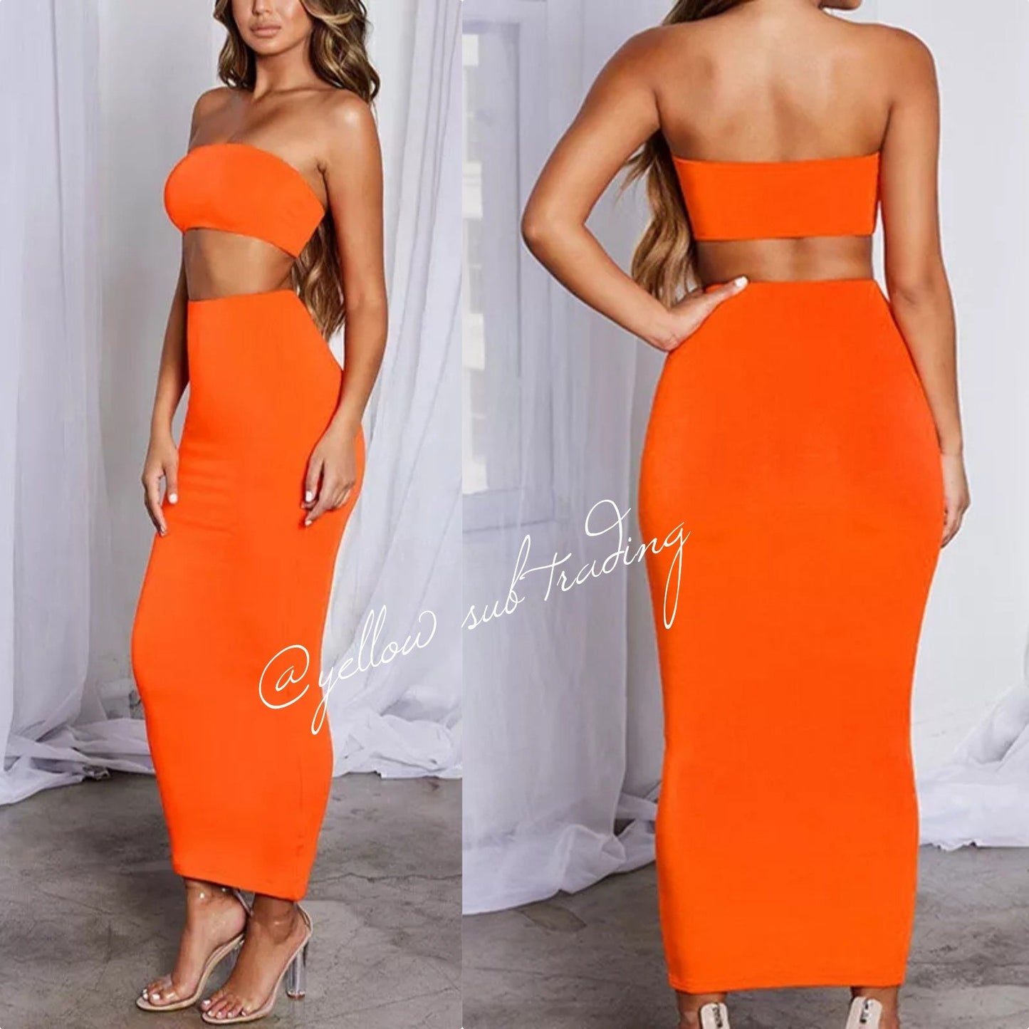 Strapless Crop Top & Long Skirt Set