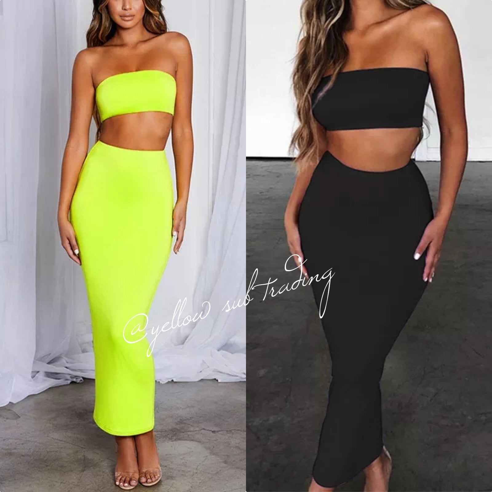 Strapless Crop Top & Long Skirt Set