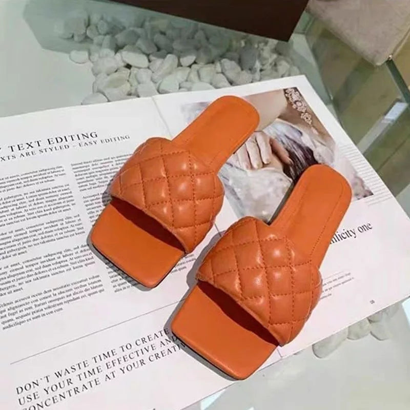 Flat Heel Summer leather Slippers