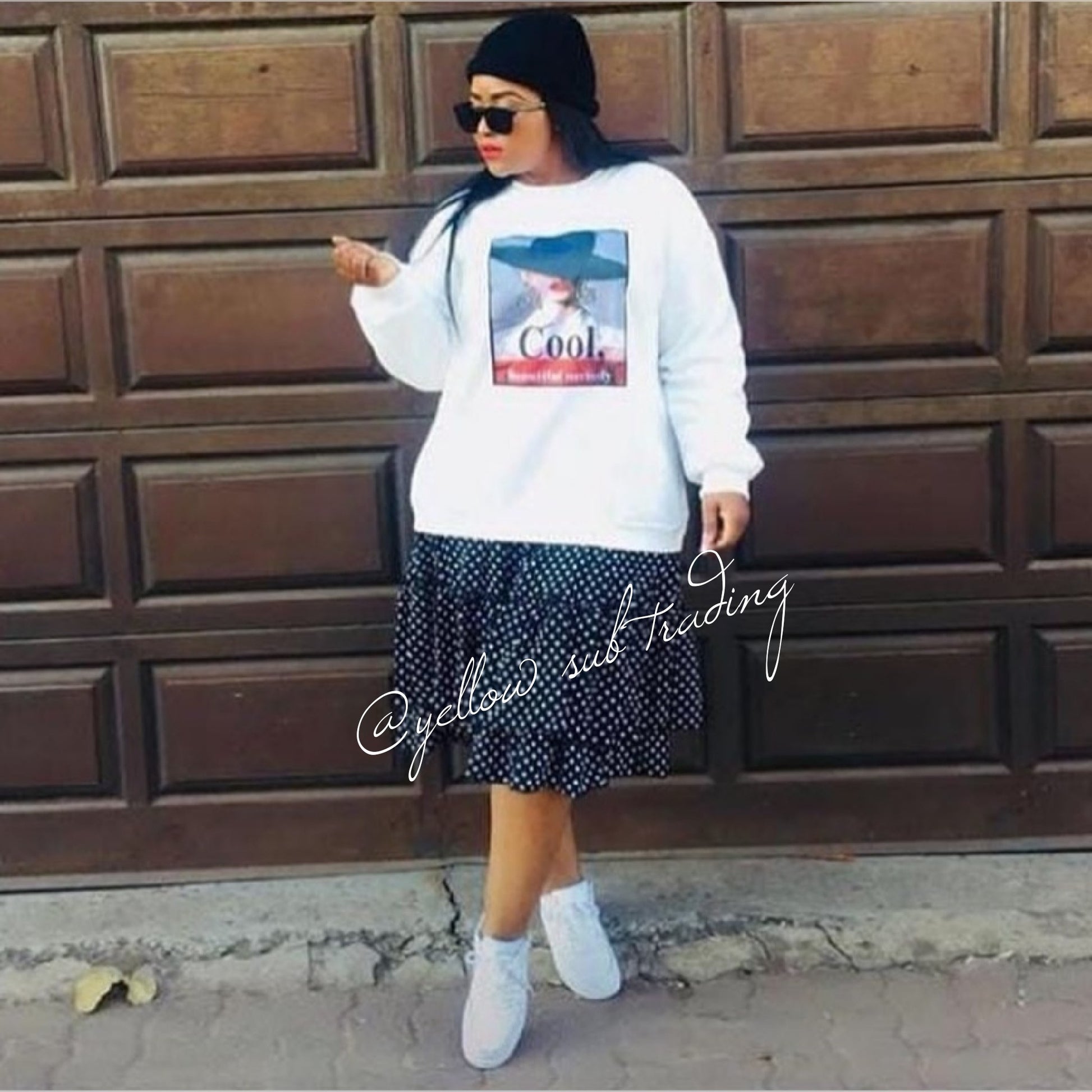 Character Print Sweater Dress - YELLOW SUB TRADING 