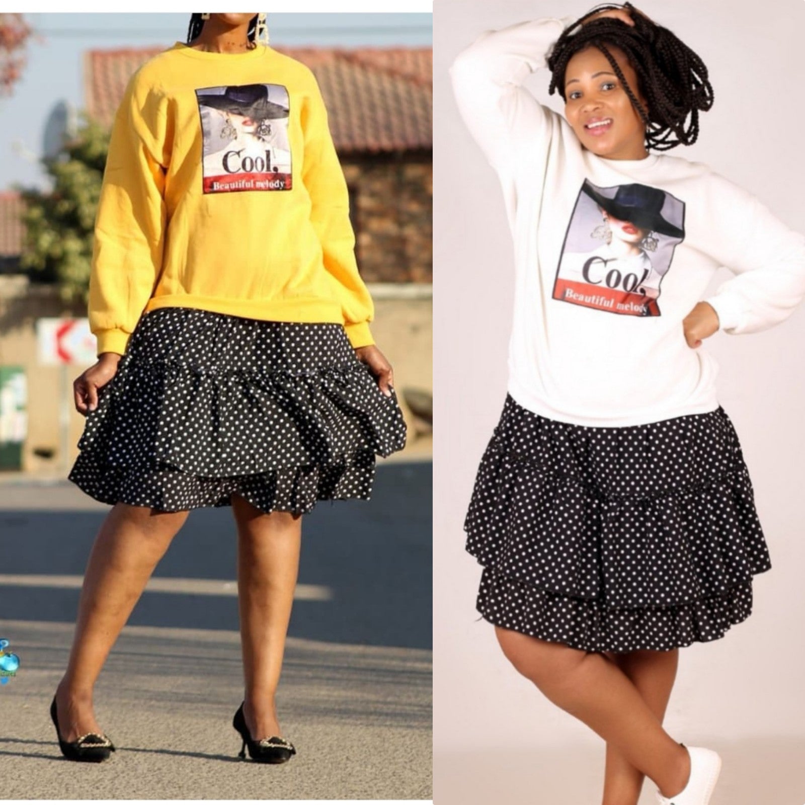 Character Print Sweater Dress - YELLOW SUB TRADING 