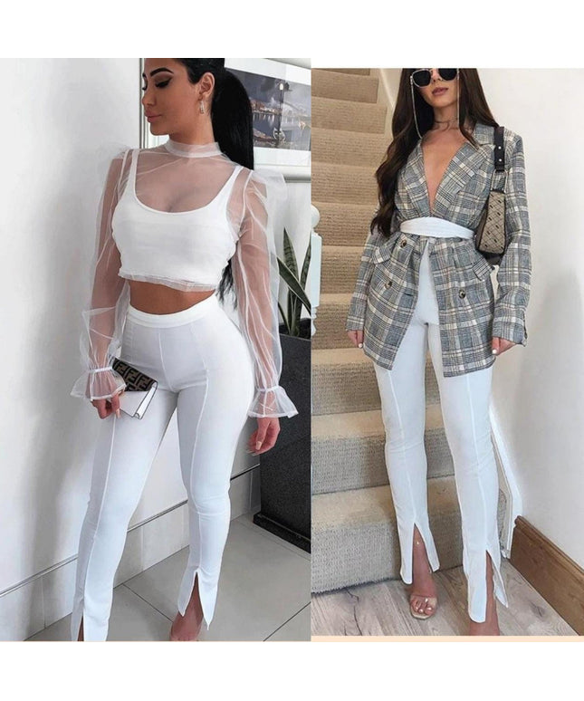 Ankle Slit High Waisted Pant