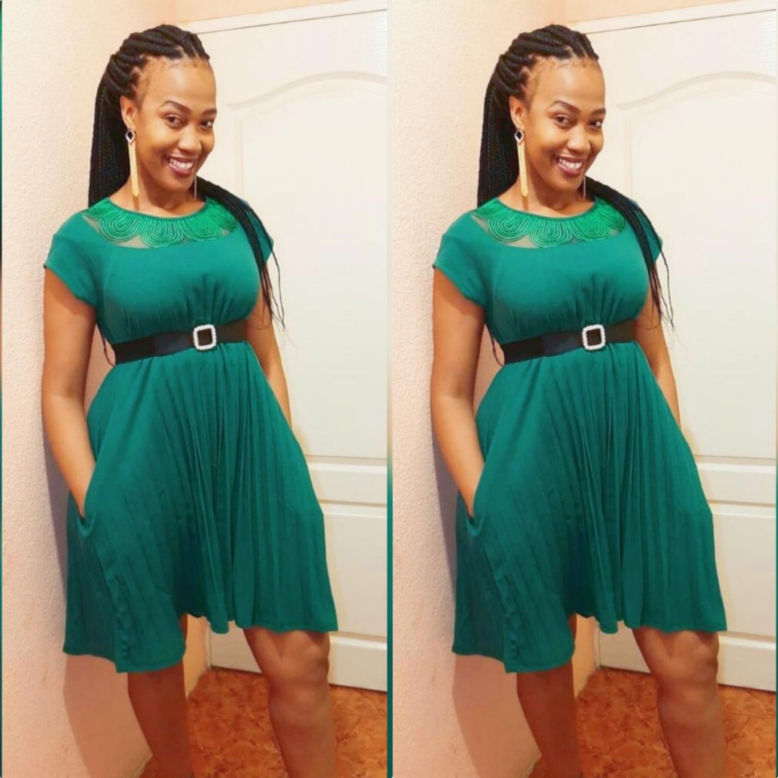 Pleated Plus-size Dress 