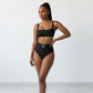 Vintage belt high waist bikini set