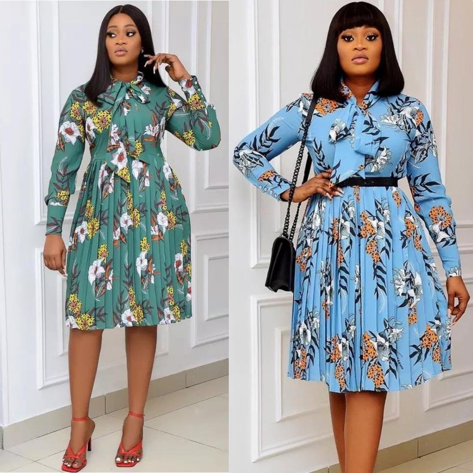 Floral Print Pleated Dress