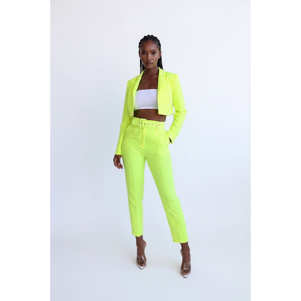 High Wasted Pants And Blazer Set - YELLOW SUB TRADING 