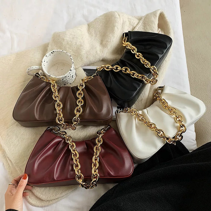 Chain Folds Designer Shoulder Bags