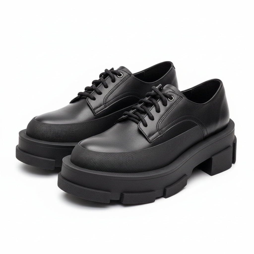 Leather platform lace-up Lady shoes