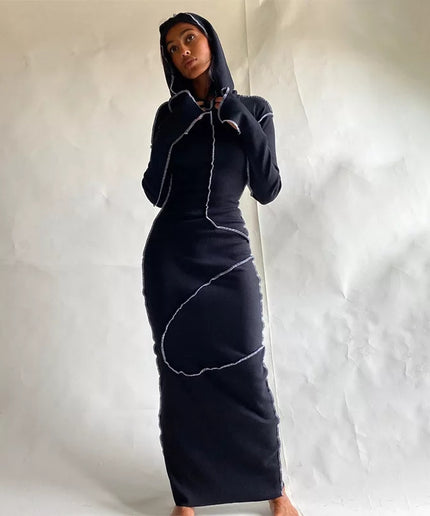 Hooded Bodycon Long Sleeve Dress