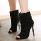 Open Toe Rivet Ankle Boots