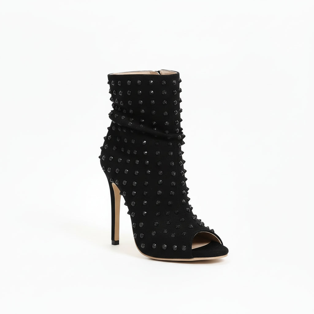 Open Toe Rivet Ankle Boots
