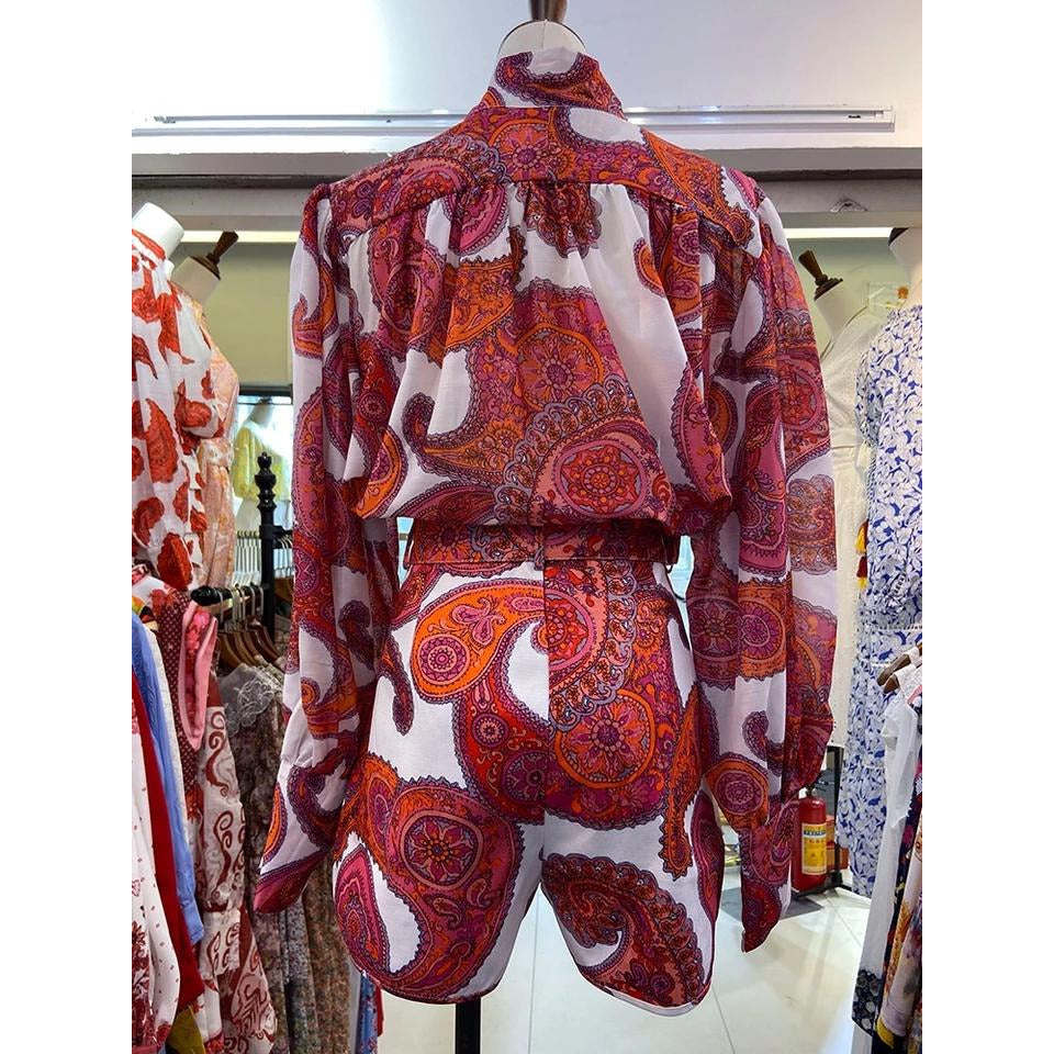 Retro Geometric Print Two-Piece Set