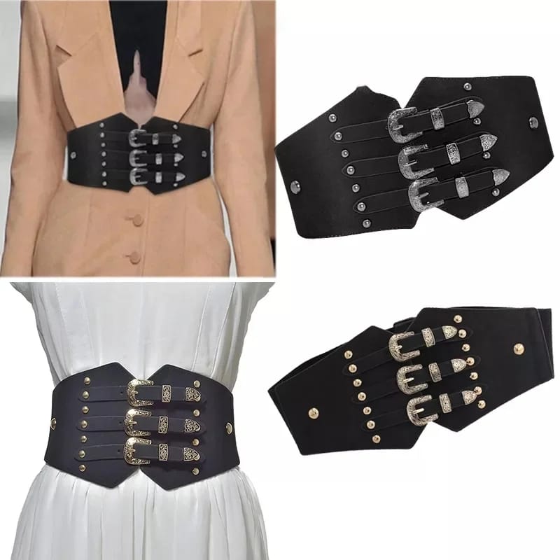 Retro Faux Leather Elastic Belt