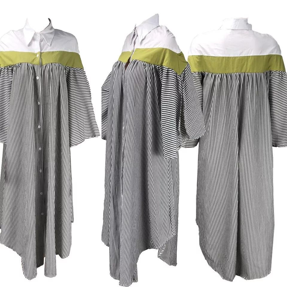 Striped Asymmetrical Shirt Dress