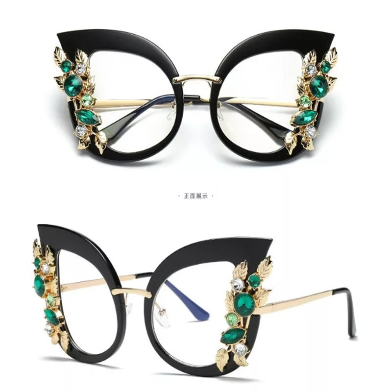 Flower Rhinestone Sunglas - YELLOW SUB TRADING 