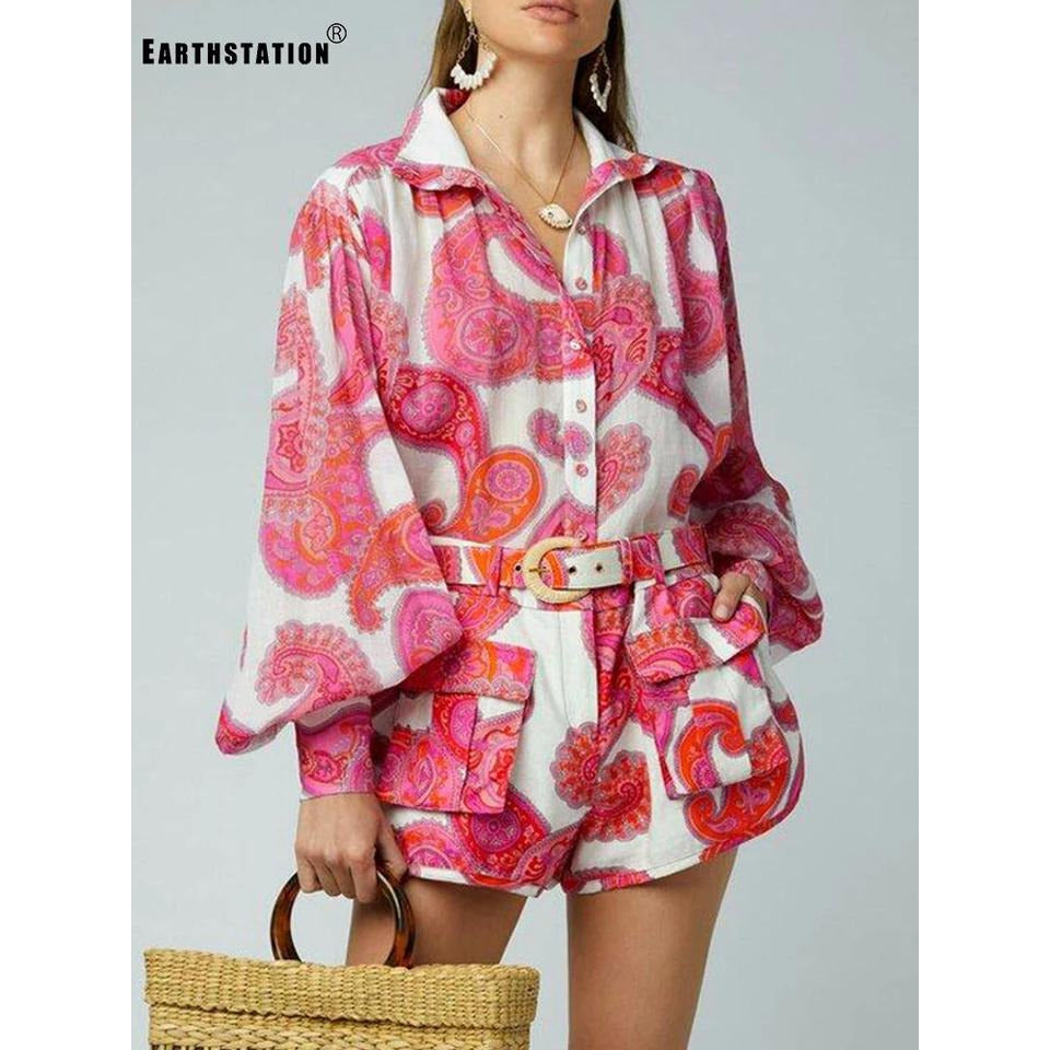 Retro Geometric Print Two-Piece Set