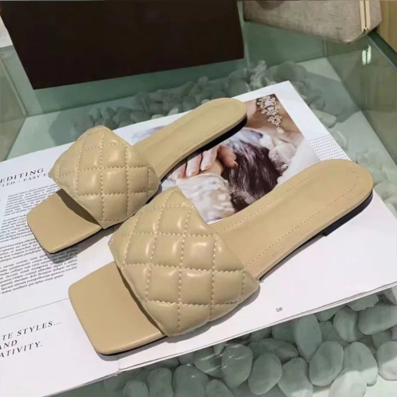 Flat Heel Summer leather Slippers